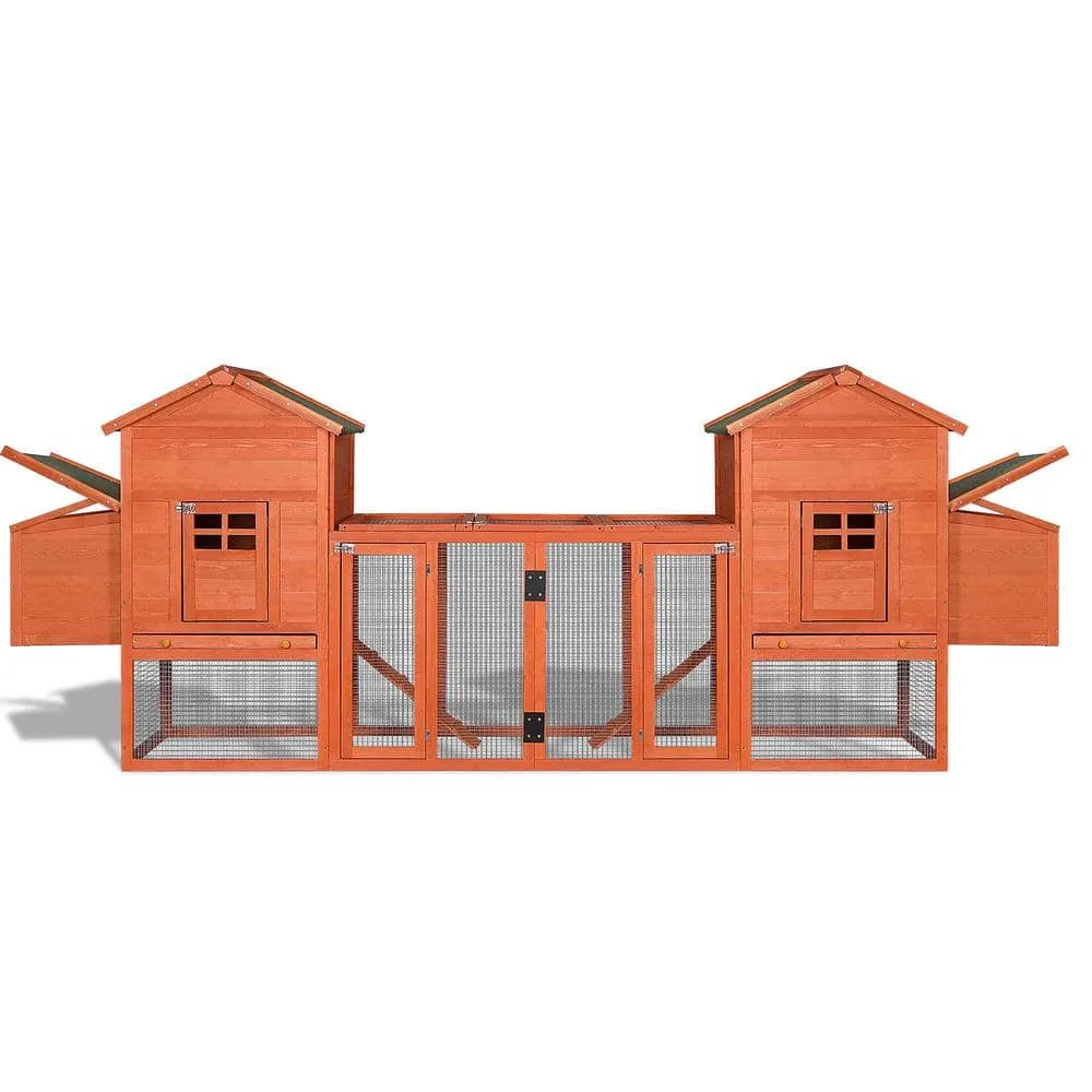 Mis cool Any 124 in. W Large Wooden Outdoor Chicken Coop with Ventilation Door Removable Ramp Nesting Box in Brown CCHD1000003C