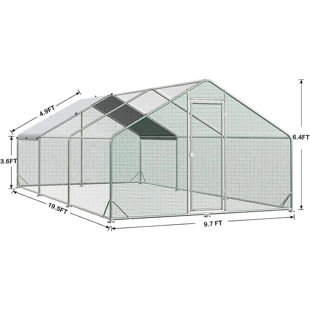 Tidoin 77 in. H x 237 in. W x 119 in. D Large Metal Chicken Coop Poultry Cage with Waterproof and Anti-Ultraviolet Cover Coop-YD-003