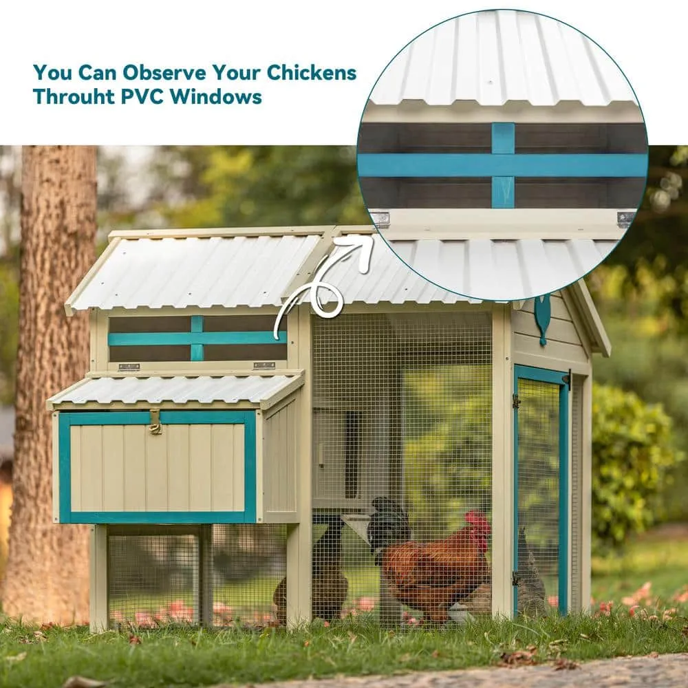 48.6 in. H Chicken Coop with Waterproof PVC Roof Removable Bottom for Easy Cleaning Suitable for 6-8 Chickens in White 10P-1