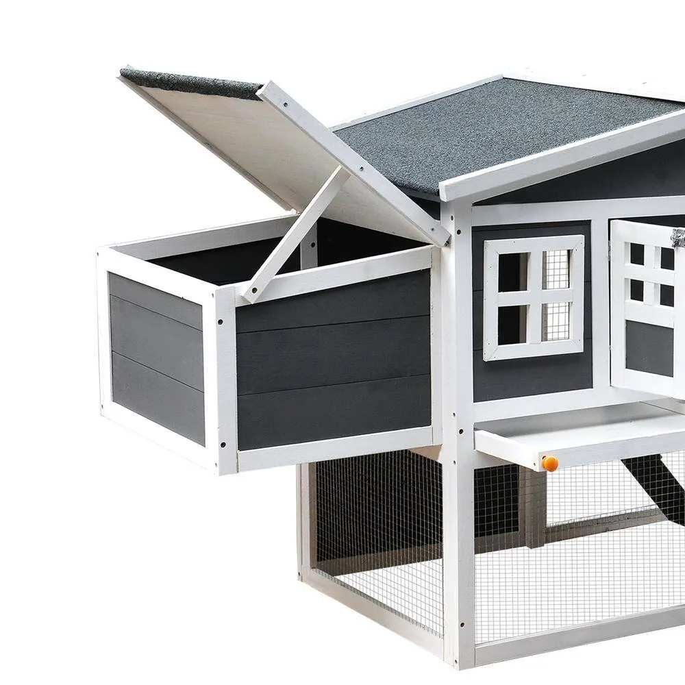 maocao hoom Wooden Waterproof Outdoor Large Chicken House with a Removable Tray Nesting Box Wire Fence and Compartments. SF137505