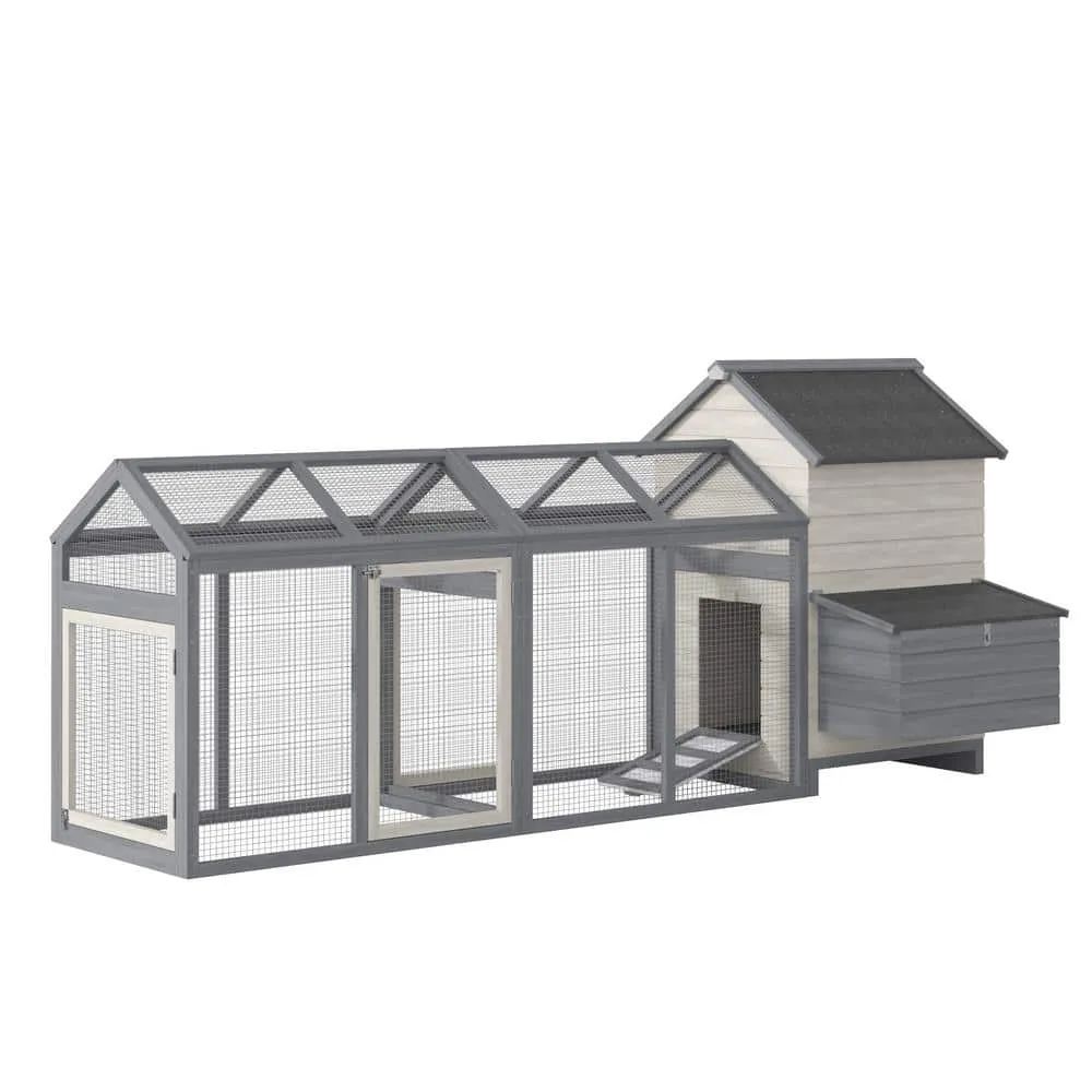 100 in.Wooden 0.0007-Acre In-Ground Chicken House Poultry Fencing Backyard wDouble Run Nesting Box D51-130
