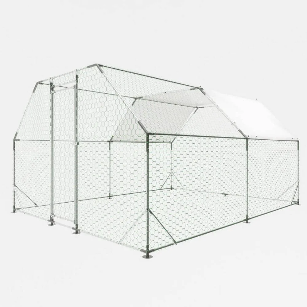 Miscool Anky 76.32 in. H x 154.08 in. W x 119.28 in. D Iron Poultry Fencing Large Chicken Coop Poultry Cage in Silver CCHD102266