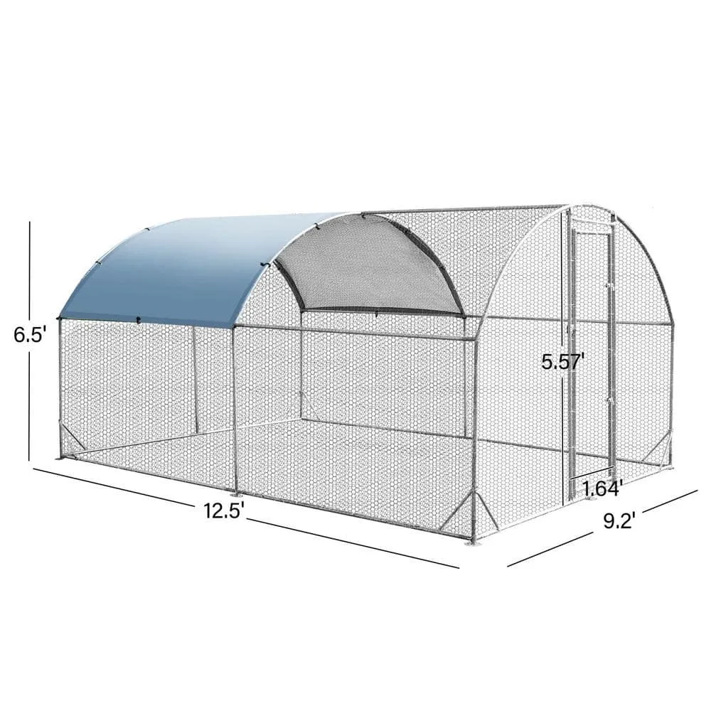 Tidoin 78 in. H x 150 in. W x 110 in. D Large Metal Chicken Coop Poultry Cage with Waterproof and UV Protection Cover Coop-YD-014