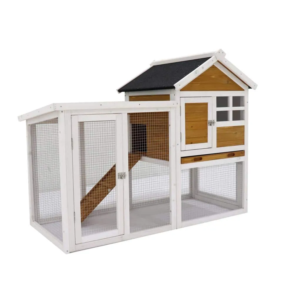 Mis cool Any 48 in. W Deluxe Wooden Chicken Coop Hen House Rabbit Wood Hutch Poultry Cage Habitat in Yellwo CCHD1068929