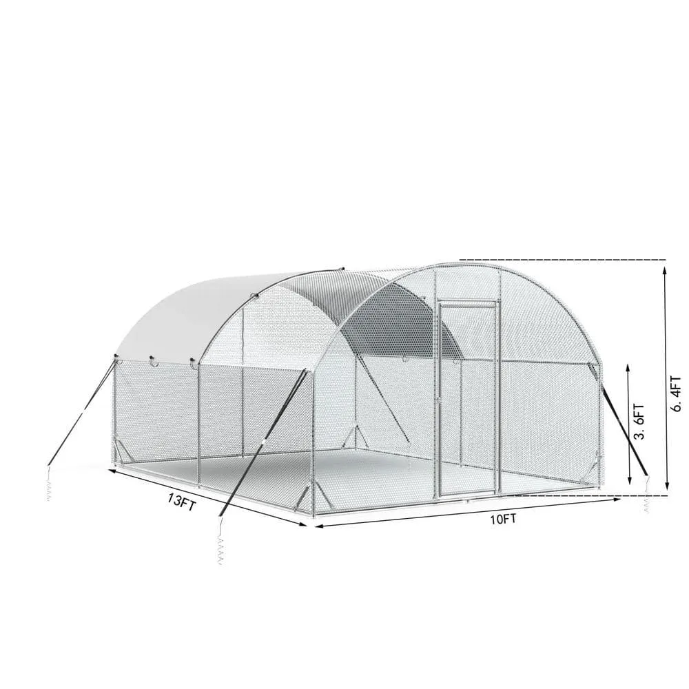 Tidoin 77 in. H x 156 in. W x 120 in. D Large Metal Chicken Coop Poultry Cage with Waterproof and Anti-Ultraviolet Cover Coop-YD-011