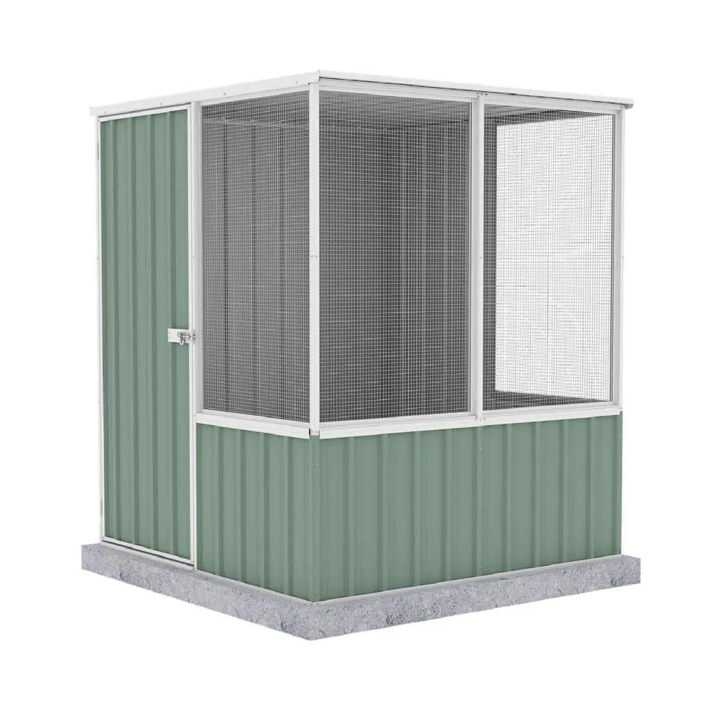 ABSCO 6 ft. H x 5 ft. W x 5 ft. D Metal Chicken Coop in Pale Eucalypt AB1201