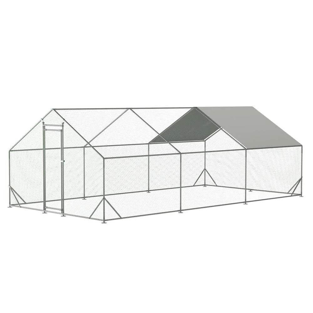Miscool Anky 79 in. H x 240 in. W x 120 in. D Aluminum Poultry Fencing Large Chicken Coop Poultry Cage in Silver CCHD103940