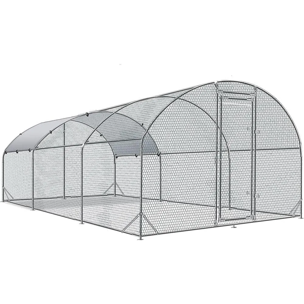 Siavonce Large Metal Chicken Coop Upgrade 3 Support Steel Wire Impregnated Plastic Net Cage Oxford Cloth Silver Plated DJ-ZX-W1763102500