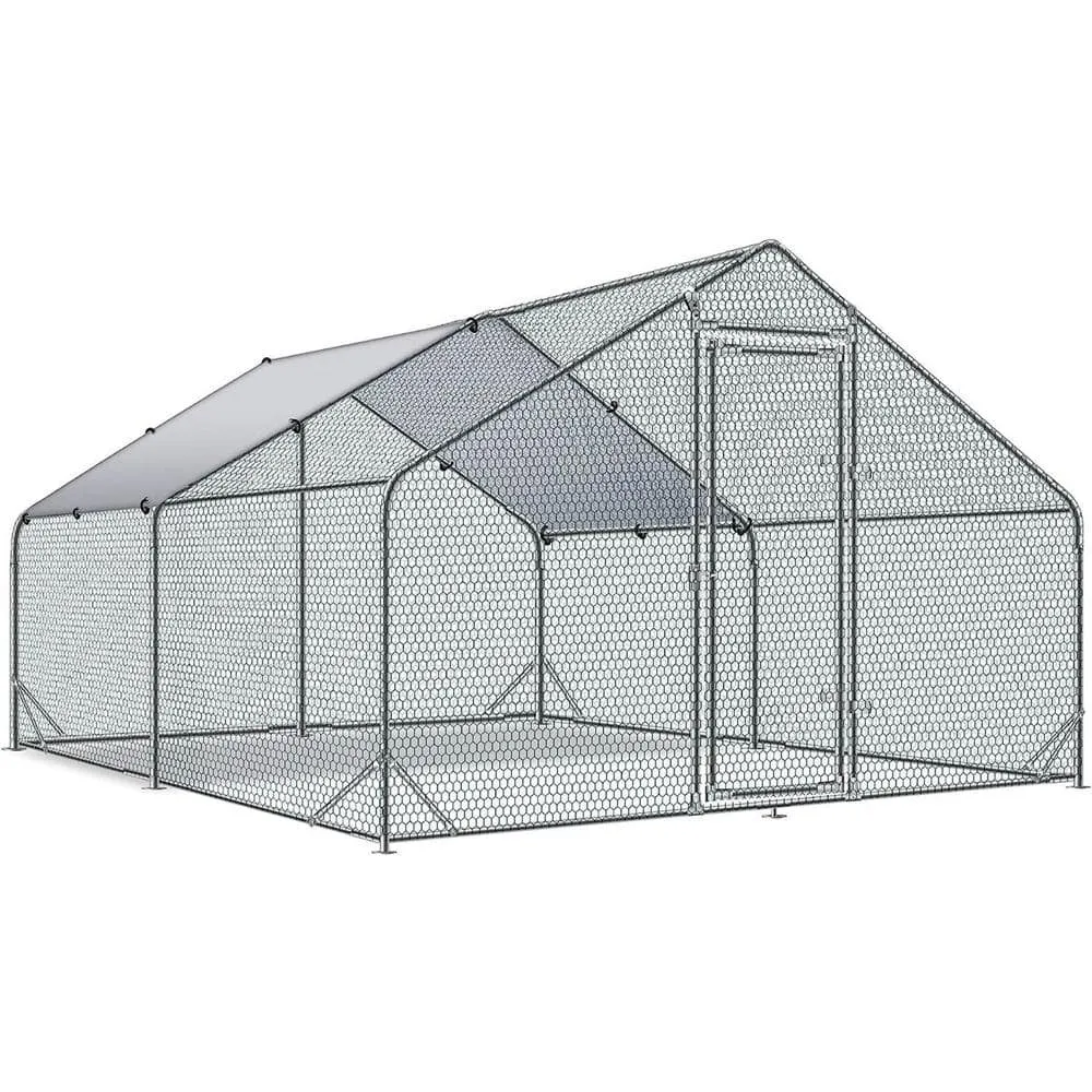 Tidoin 77 in. H x 158 in. W x 119 in. D Large Metal Chicken Coop Poultry Cage with Waterproof and Anti-Ultraviolet Cover Coop-YD-002