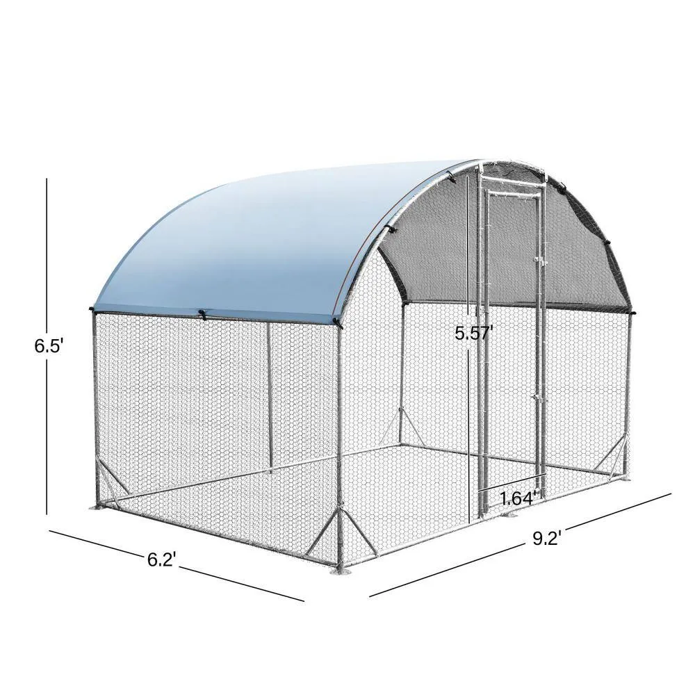 Tidoin 78 in. H x 110 in. W x 75 in. D Large Metal Chicken Coop Poultry Cage with Waterproof and UV Protection Cover Coop-YD-013
