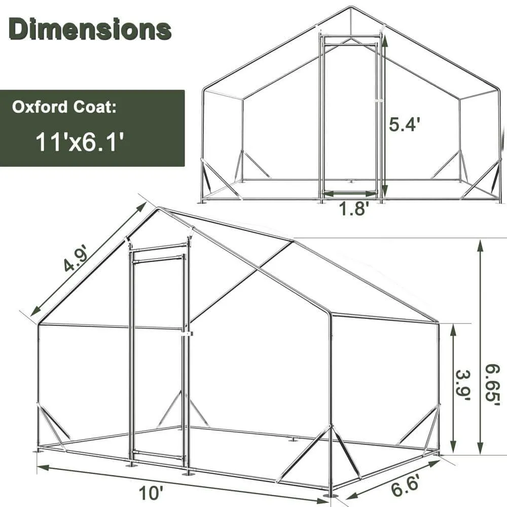 Tidoin 79 in. H x 120 in. W x 79 in. D Large Metal Chicken Coop Poultry Cage with Waterproof and Anti-Ultraviolet Cover Coop-YD-004