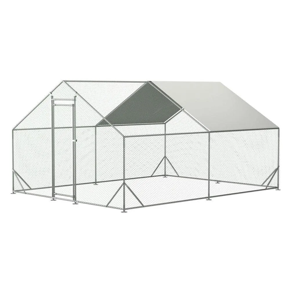 Miscool Anky 79 in. H x 156 in. W x 120 in. D Aluminum Poultry Fencing Large Chicken Coop Poultry Cage in White CCHD103938
