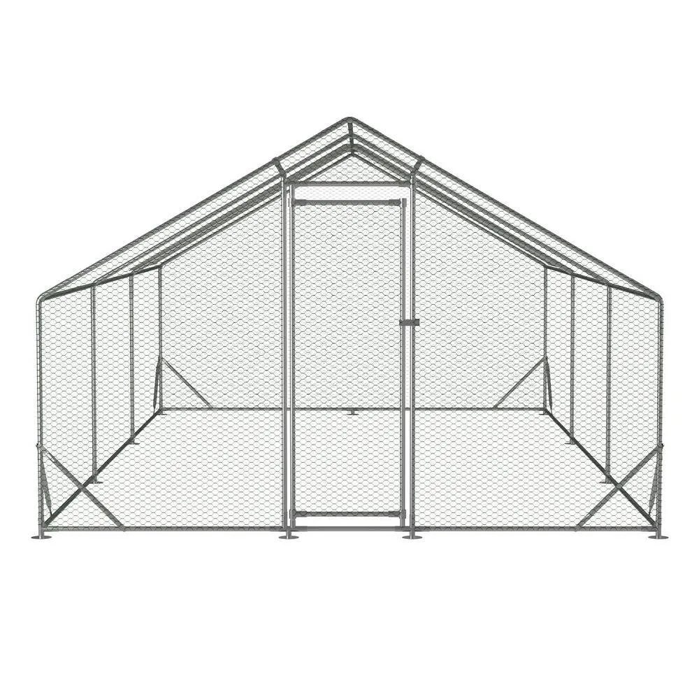 Miscool Anky 79 in. H x 240 in. W x 120 in. D Aluminum Poultry Fencing Large Chicken Coop Poultry Cage in Silver CCHD103940