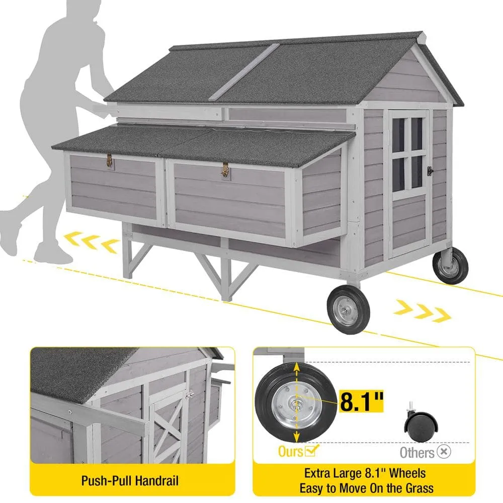 aivituvin Extra-Large Wooden Chicken Tractor for 810 Chickens AIR97