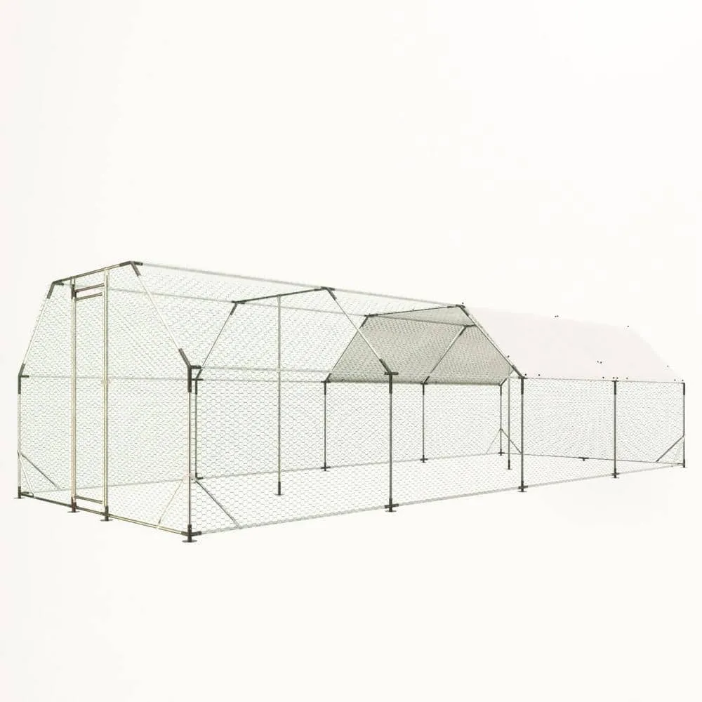 Miscool Anky 76.32 in. H x 308.16 in. W x 119.28 in. D Metal Poultry Fencing Large Chicken Coop Poultry Cage in Silver CCHD100020C
