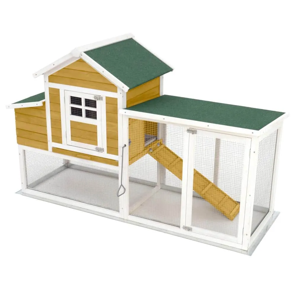 Animal House Large 74 in. Modular Chicken Coop Poultry and Hen House with Solid Top Shaded RunYard