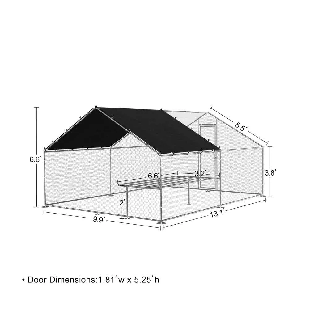 Tidoin 79 in. H x 157 in. W x 118 in. D Large Metal Chicken Coop Poultry Cage with Waterproof and UV Protection Cover Coop-YD-008
