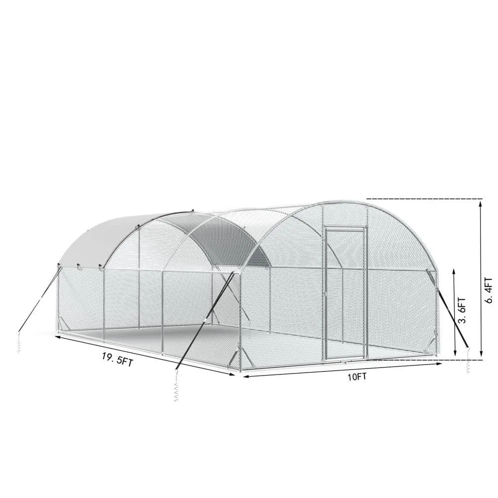 Tidoin 77 in. H x 234 in. W x 120 in. D Large Metal Chicken Coop Poultry Cage with Waterproof and Anti-Ultraviolet Cover Coop-YD-012