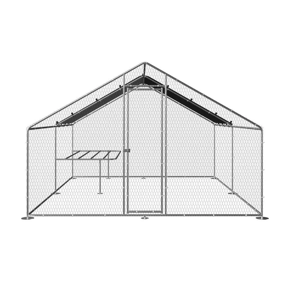 Tidoin 79 in. H x 157 in. W x 118 in. D Large Metal Chicken Coop Poultry Cage with Waterproof and UV Protection Cover Coop-YD-008
