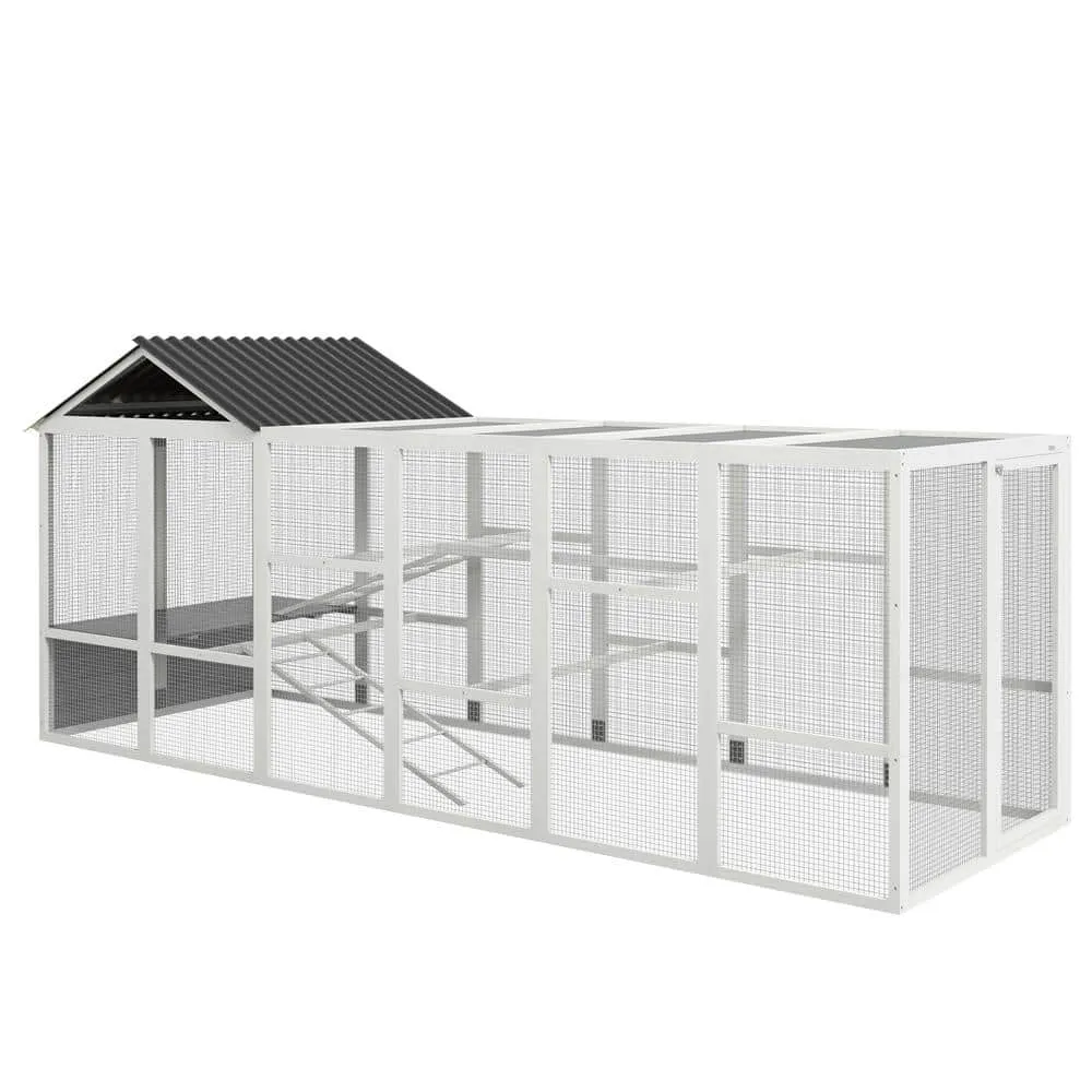 Wooden Chicken Coop Run for 6 - 10 Chickens 49 in. x 48 in. x 12.5 in. Gray D51-363V00GY