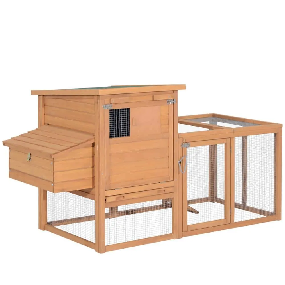 75 in. Wooden 0.0004-Acre In-Ground Chicken Coop Poultry Fencing with Outdoor Run Removable Tray and Nesting Box