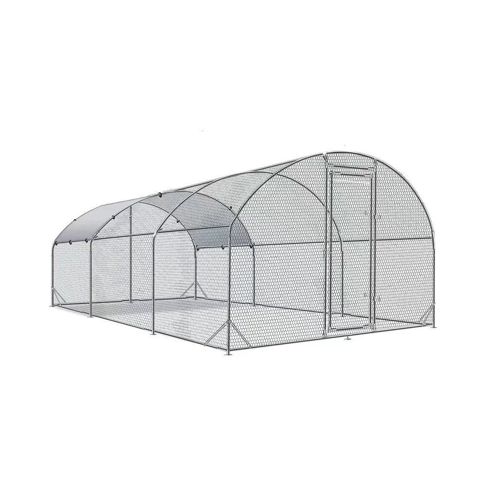 Tidoin 78 in. H x 225 in. W x 118 in. D Large Metal Chicken Coop Poultry Cage with Waterproof and UV Protection Cover Coop-YD-015