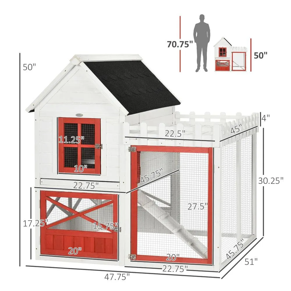 51 in. Small Chicken Coop with Storage Box White D51-369V00WT