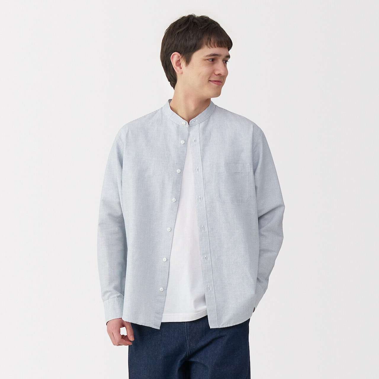 Men's Hemp Blend Grandad Collar Shirt