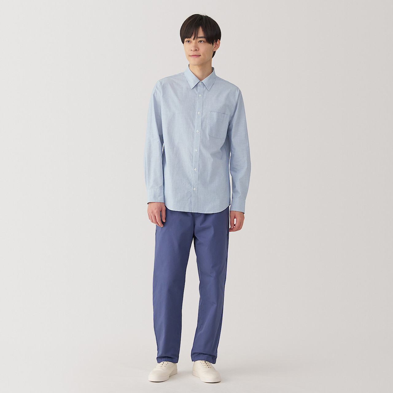 Men's Washed Broad Cotton Long Sleeve Shirt