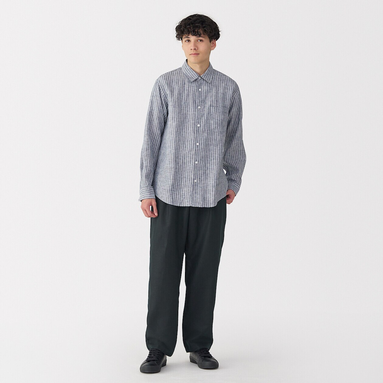 Men's Hemp Blend Pleated Straight Leg Trousers