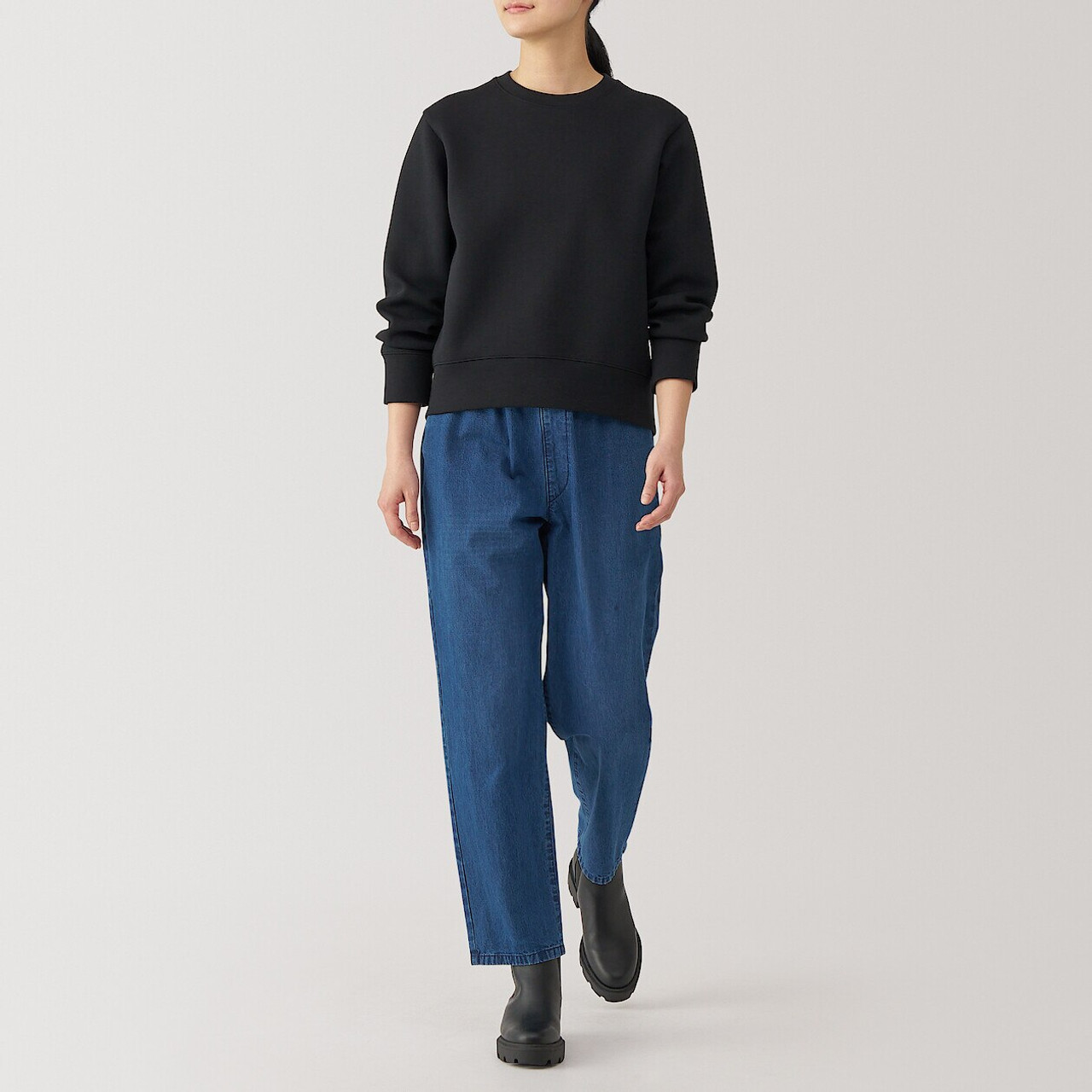 Women's Denim Loose Fit Tapered Leg Trousers