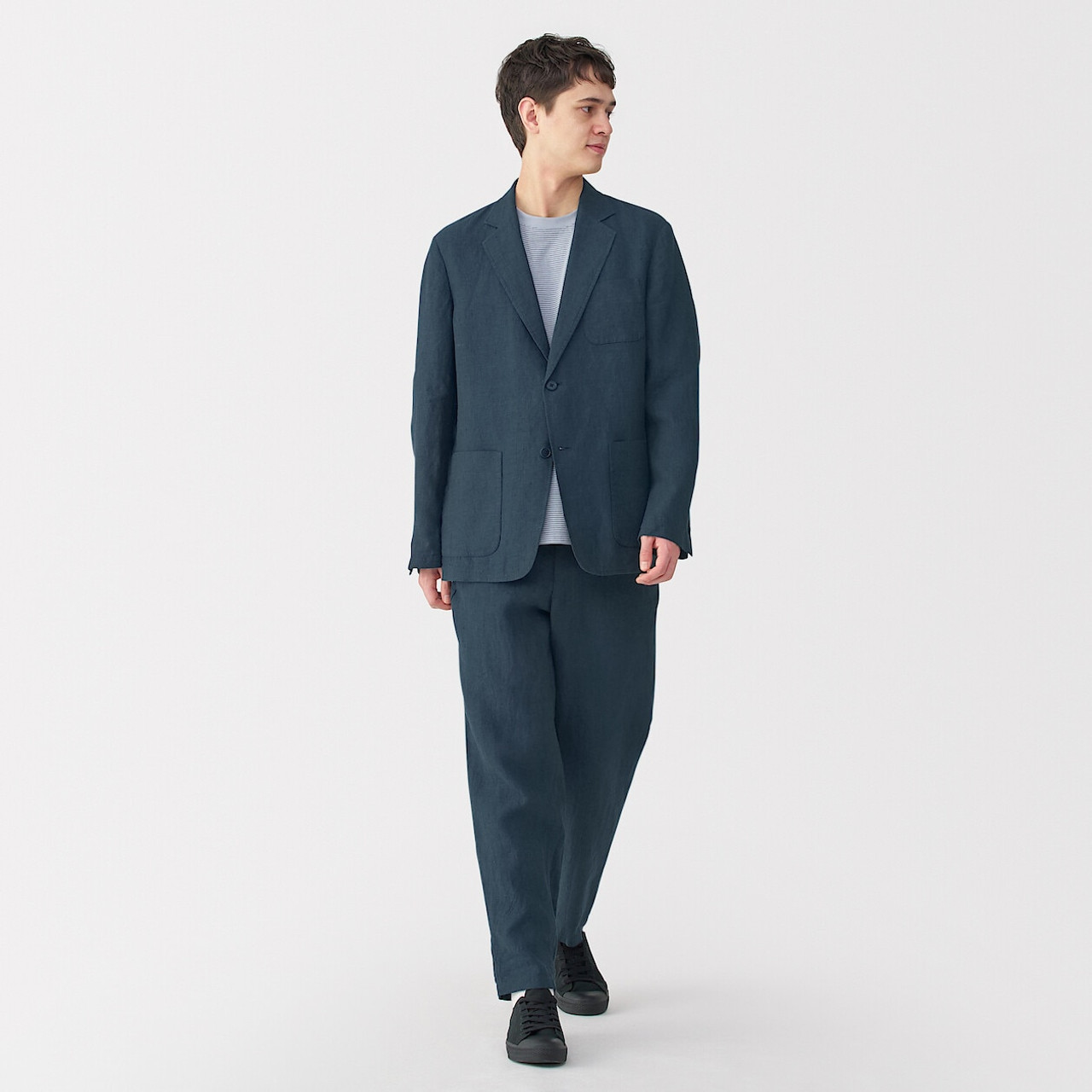 Men's Linen Tapered Leg Trousers