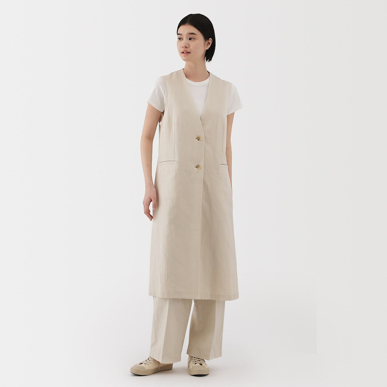Women's Hemp Blend Twill Longline Waistcoat