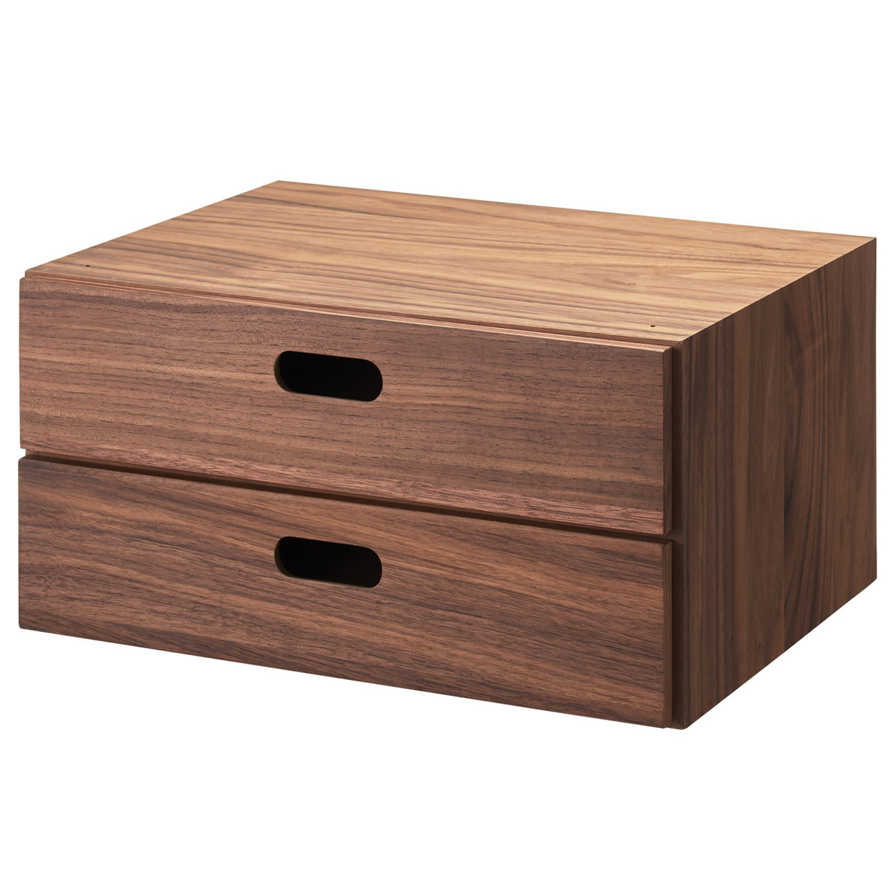 Walnut Stacking Chest Drawer 2 Tiers Thin