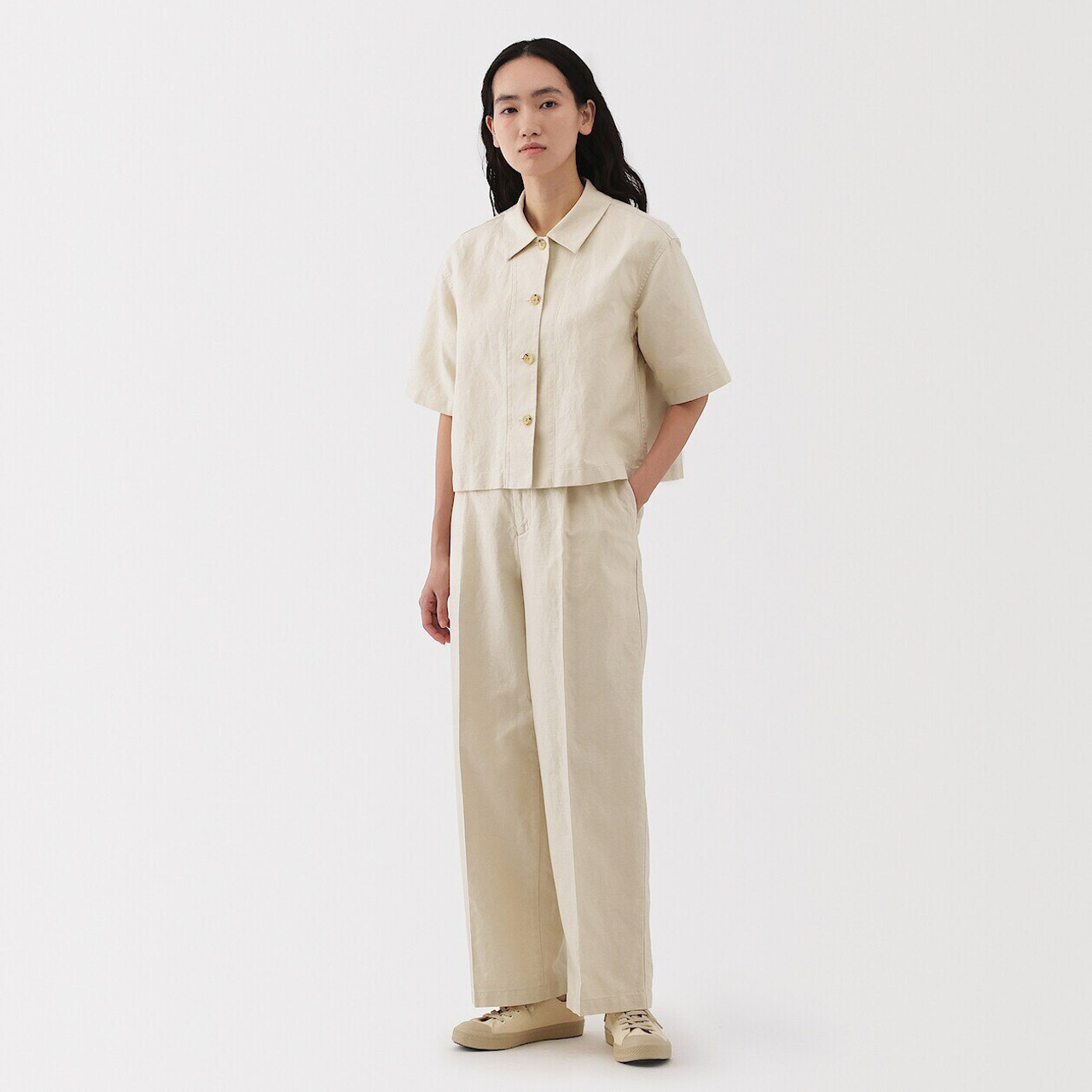 Women's Hemp Blend Twill Cropped Shirt