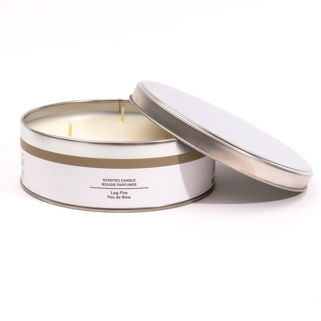 Large 3‐Wick Log Fire Tin Candle