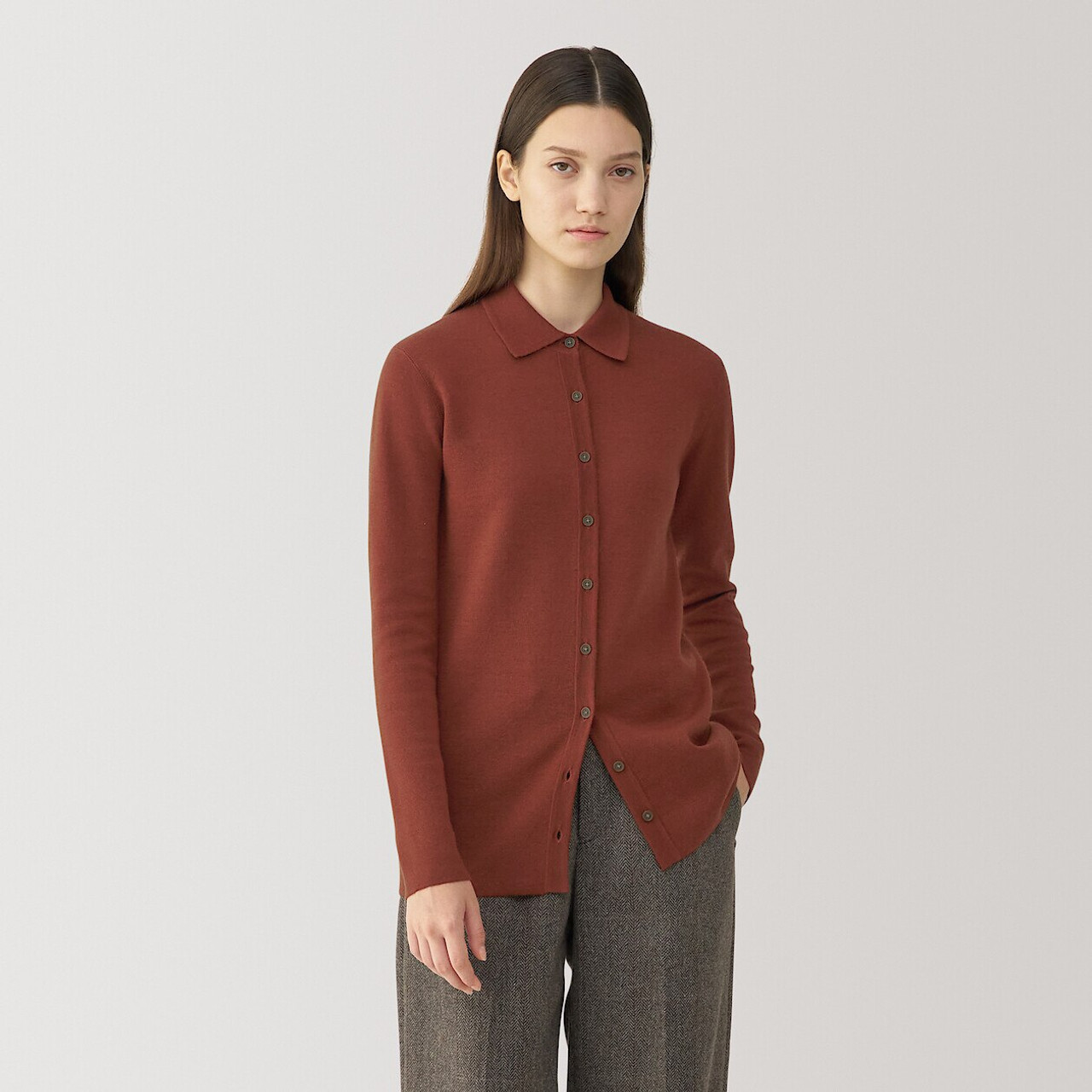 Women's Wool Blend Double‐Layer Knit Shirt