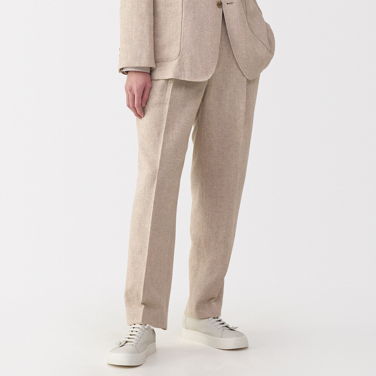 Men's Linen and Wool Straight Leg Trousers