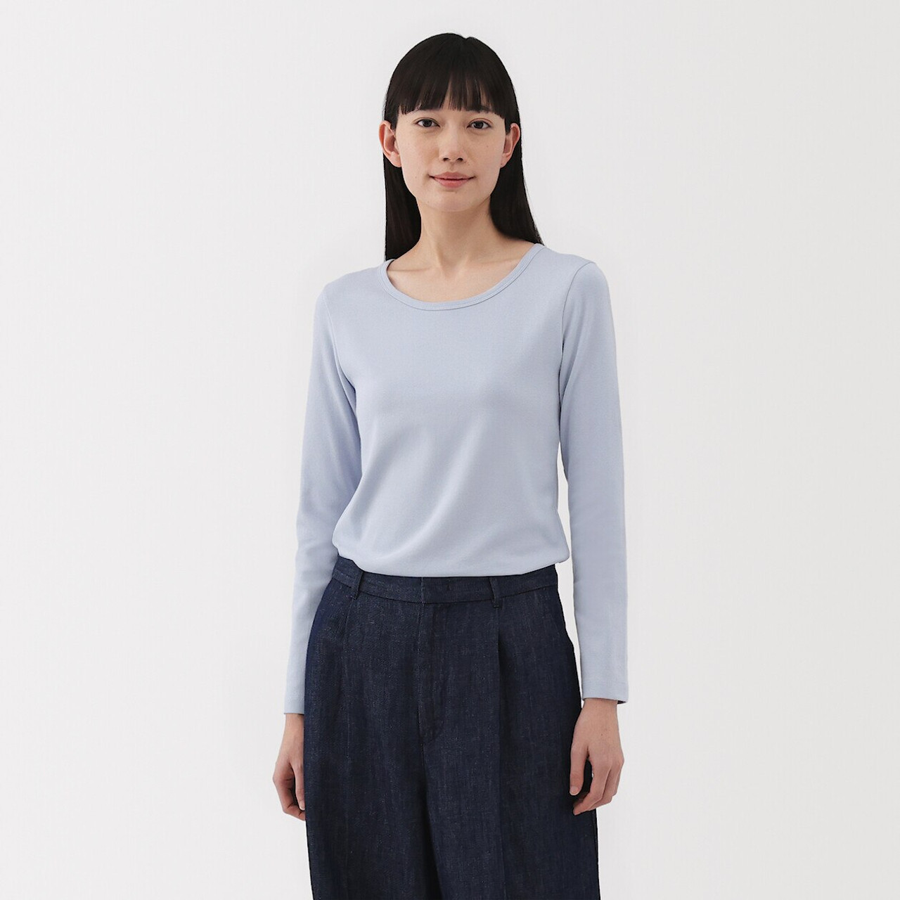 Women's Stretch Cotton Ribbed Long Sleeve T‐shirt