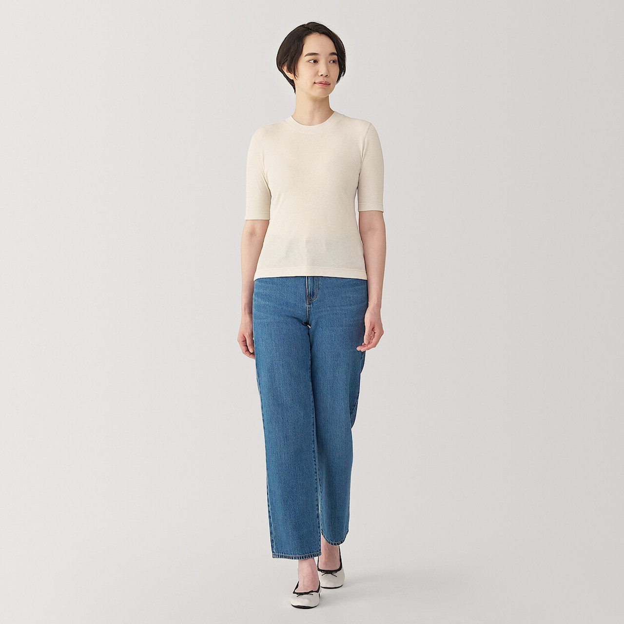Women's Soyfibre Blend Ribbed Crew Neck Half Sleeve T‐shirt