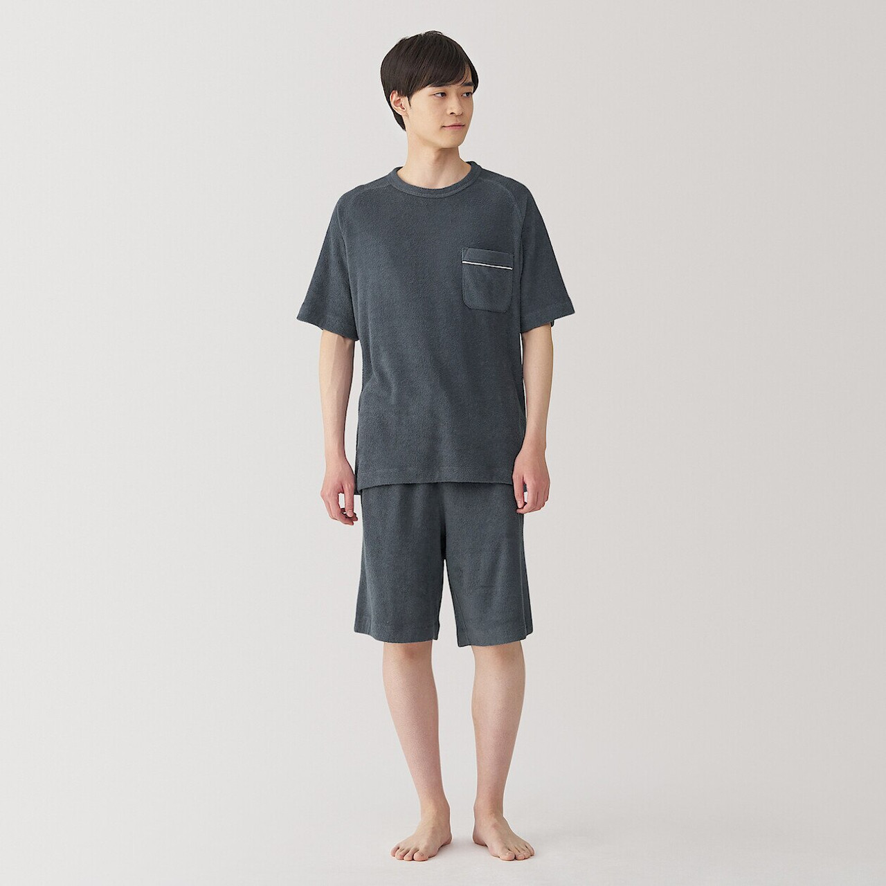Men's Cotton Blend Pile Short Sleeve Loungewear Set