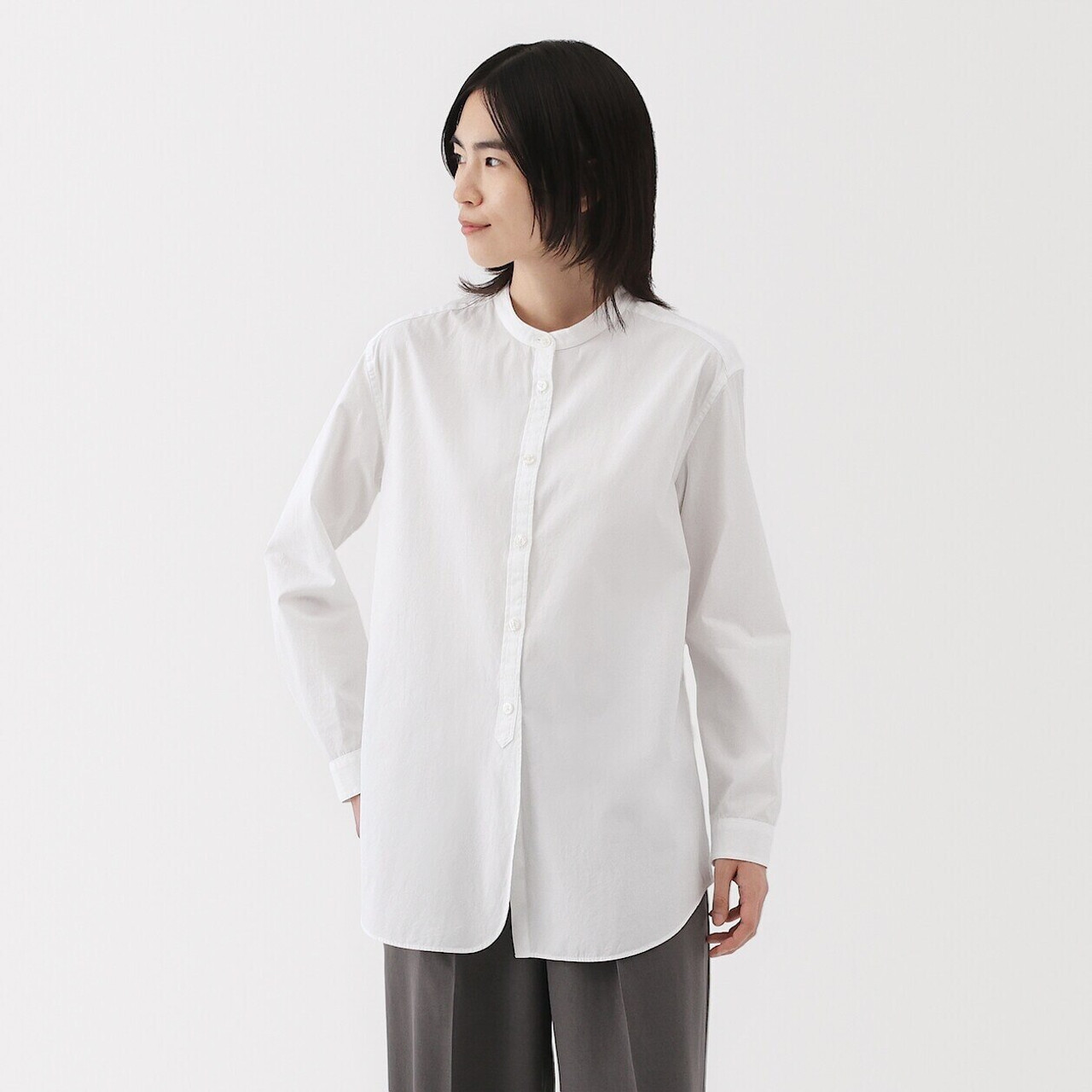 Women's Broad Cotton Stand Collar Shirt.