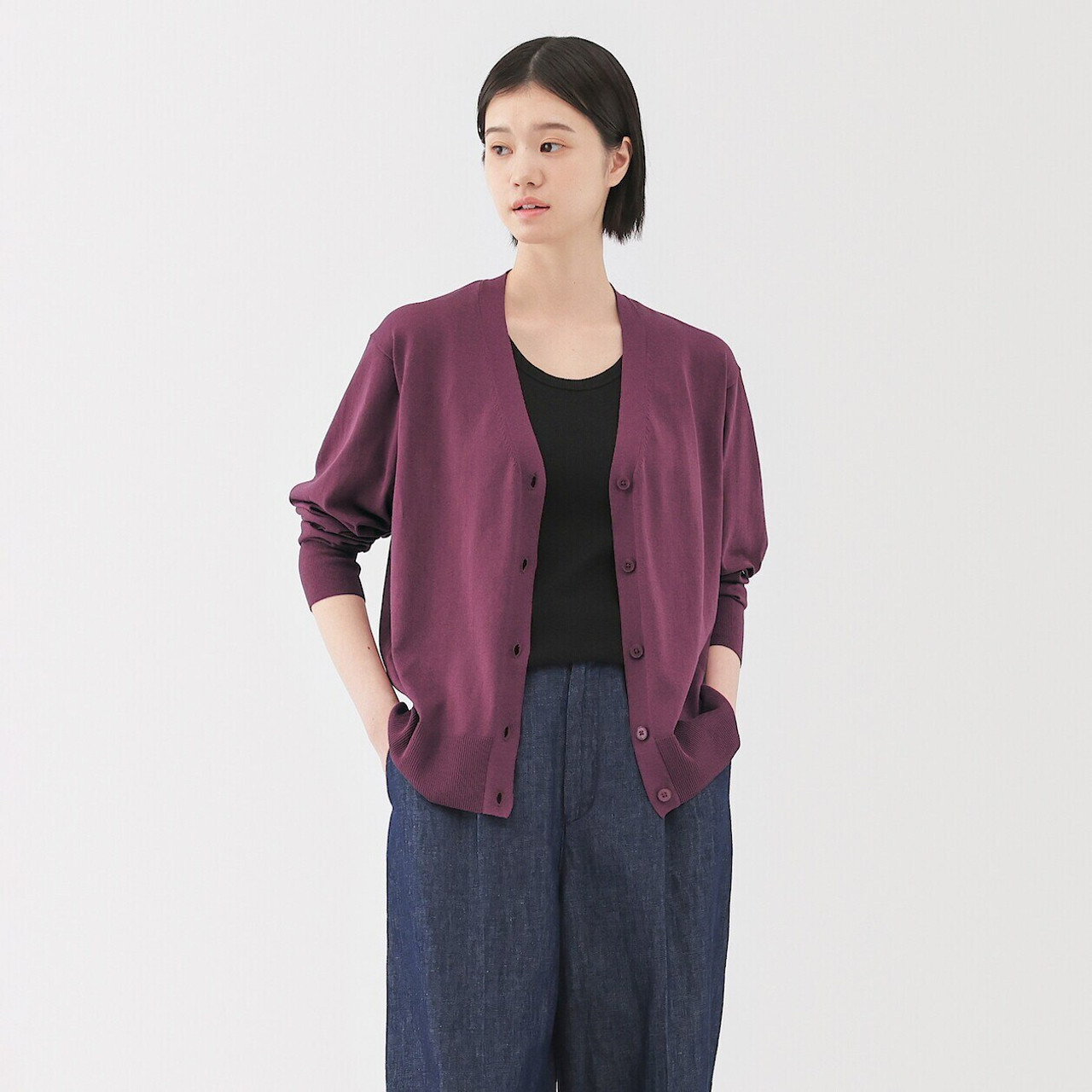 Women's Cotton Blend V Neck Cardigan