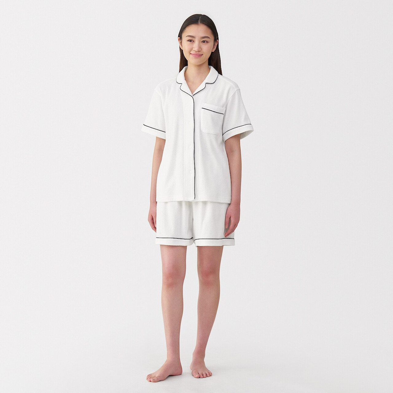 Women's Cotton Blend Pile Short Sleeve Loungewear Set