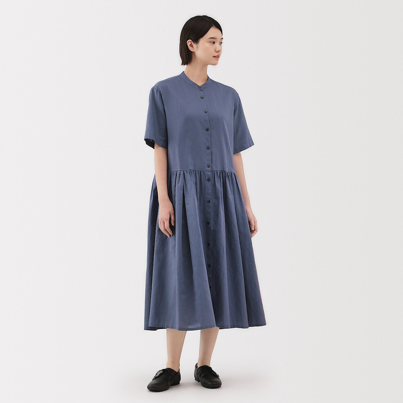 Women's Hemp Blend Short Sleeve Shirt Dress