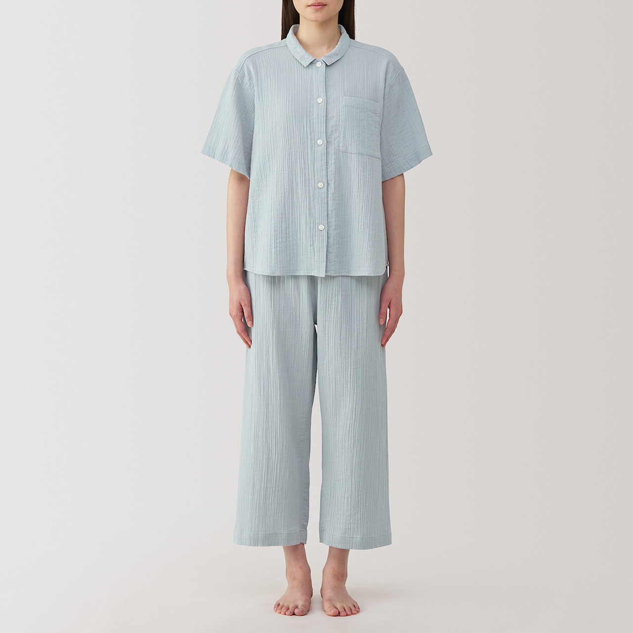 Women's Side Seamless Crepe Gauze Short Sleeve Pyjamas
