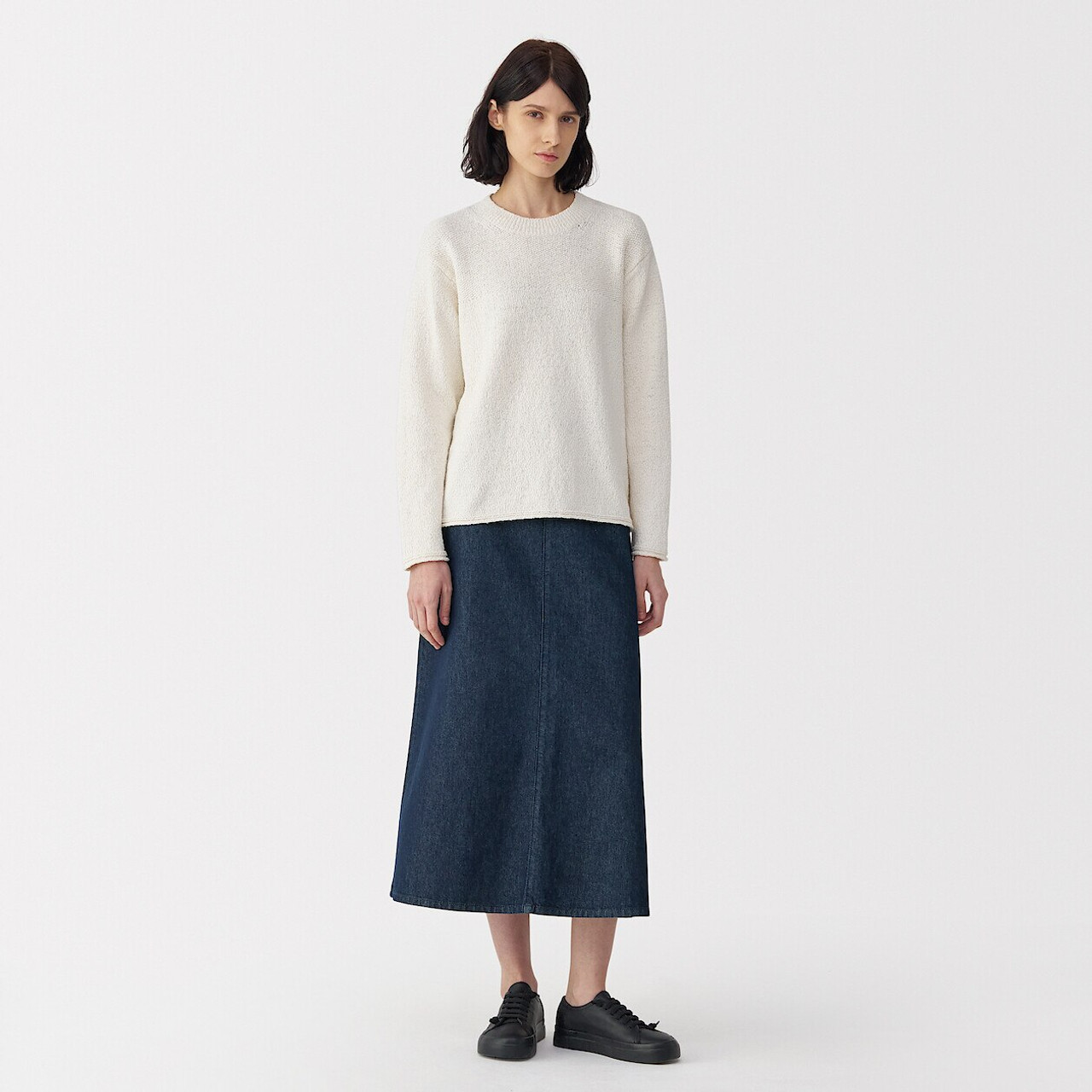 Women's Washi and Denim Skirt ‐ Dark Navy