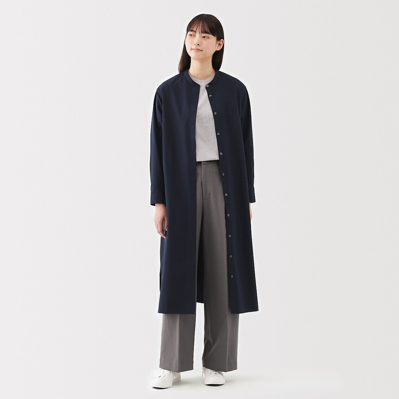 Women's Broad Cotton Stand Collar Shirt Dress