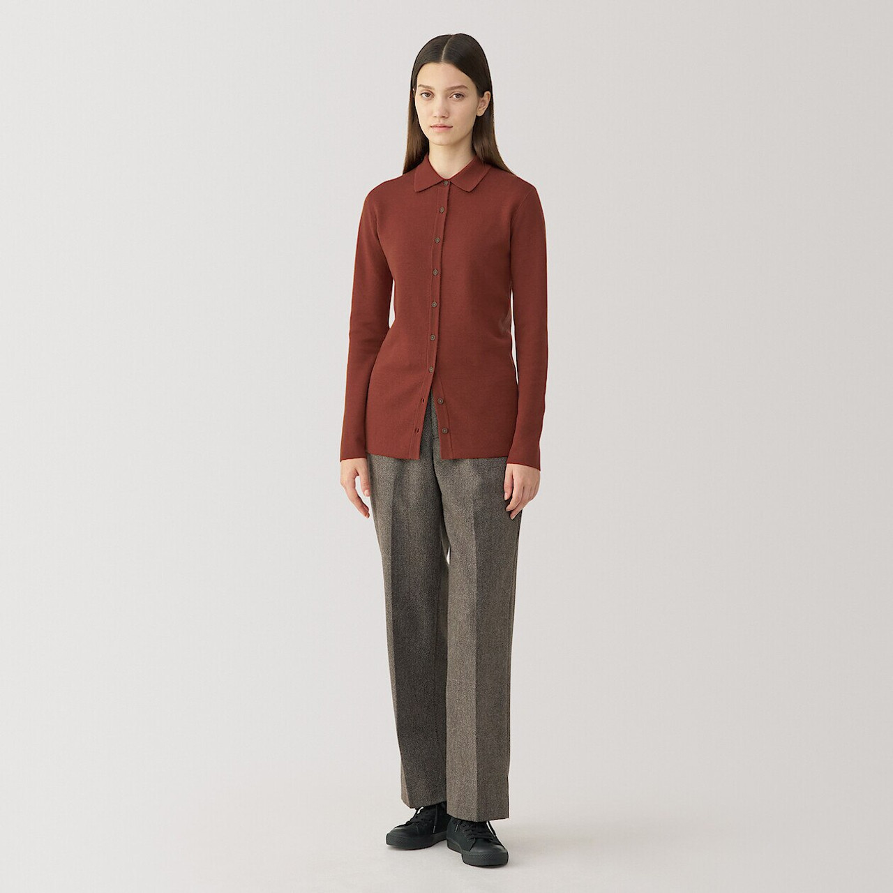 Women's Wool Blend Double‐Layer Knit Shirt
