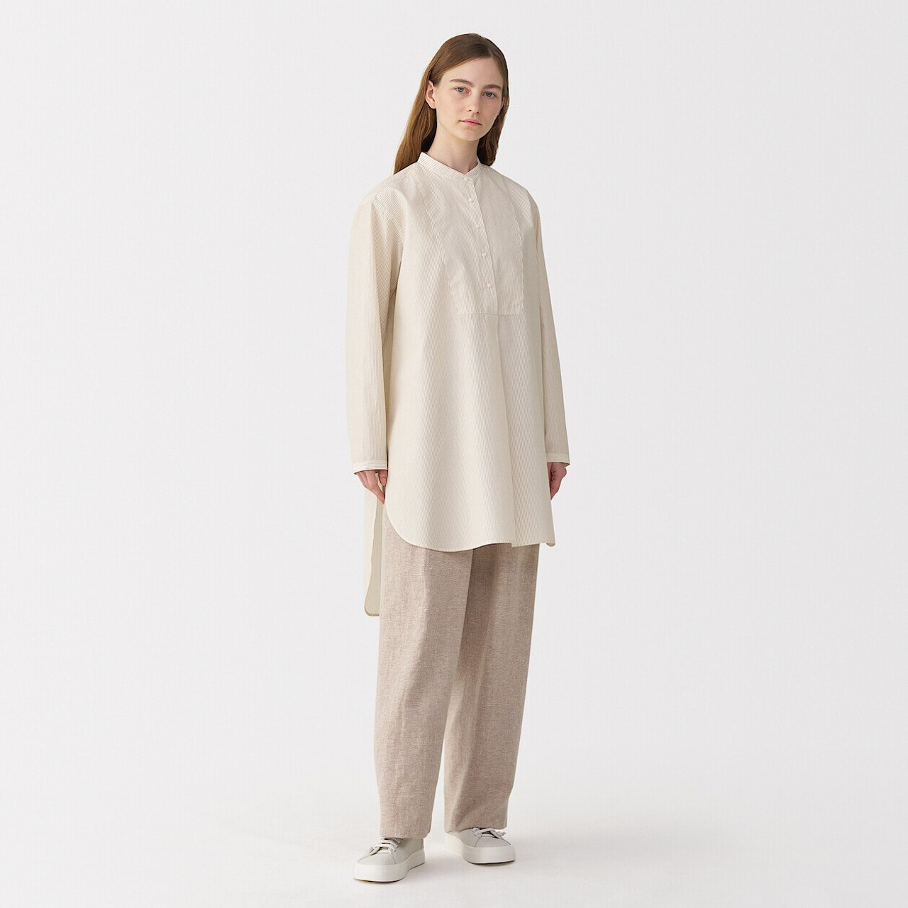 Women's Cotton and Silk Bib Front Tunic ‐ Stripe